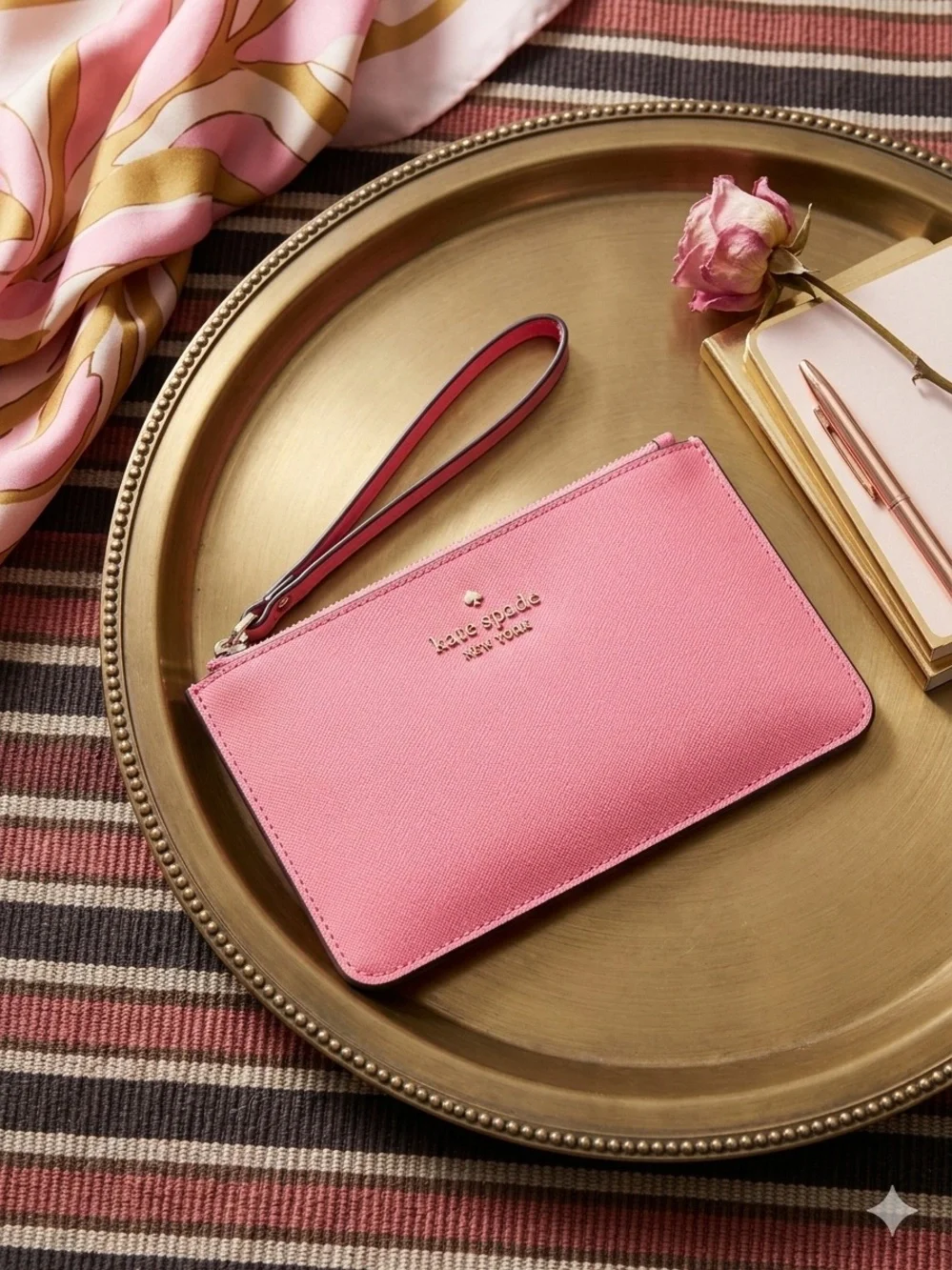 kate spade Pink Saffiano Wristlet Pouch